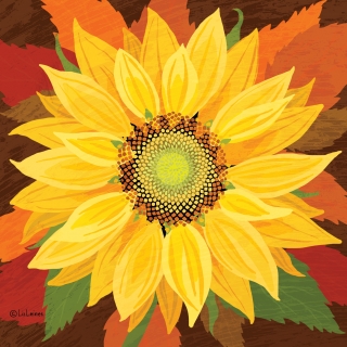 Servetel decorativ 'October sunflower', 33cm