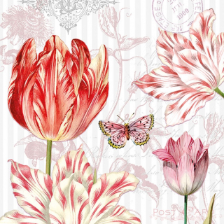 Servetel decorativ 'Tulip postcard', 33cm