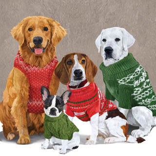 Servetel decorativ 'Sweater dogs', 33cm
