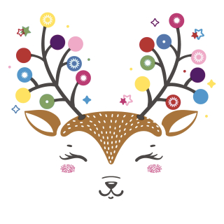 Servetel decorativ 'Colourful deer', 33cm