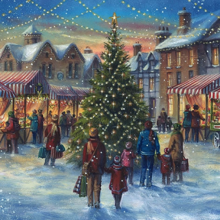 Servetel decorativ 'Christmas market', 33cm