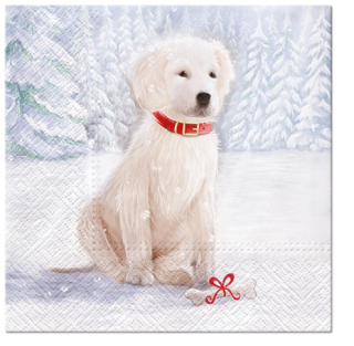 Servetel decorativ 'Snow dog', 33cm