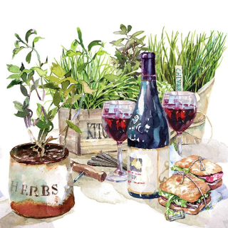 Servetel decorativ 'Wine and herbs', 33cm
