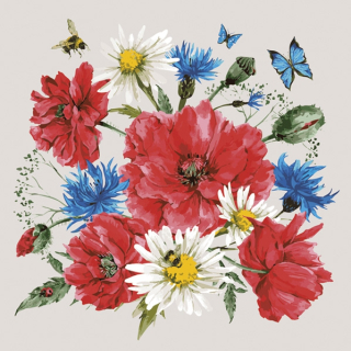 Servetel decorativ 'Mixed flowers', 33cm