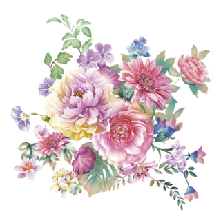 Servetel decorativ 'Watercolor flowers', 33cm