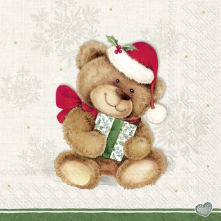 Servetel decorativ 'Xmas teddy', 25cm