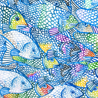 Servetel decorativ 'Rainbow fish', 33cm