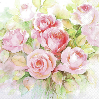 Servetel decorativ 'Watercolour roses', 33cm