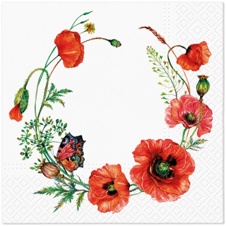 Servetel decorativ 'Poppy wreath', 33cm