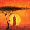 Servetel decorativ "African sunset", 33cm